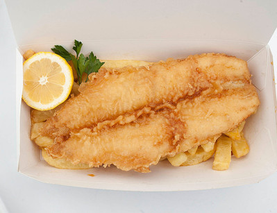 Photo of portion of fish and chips