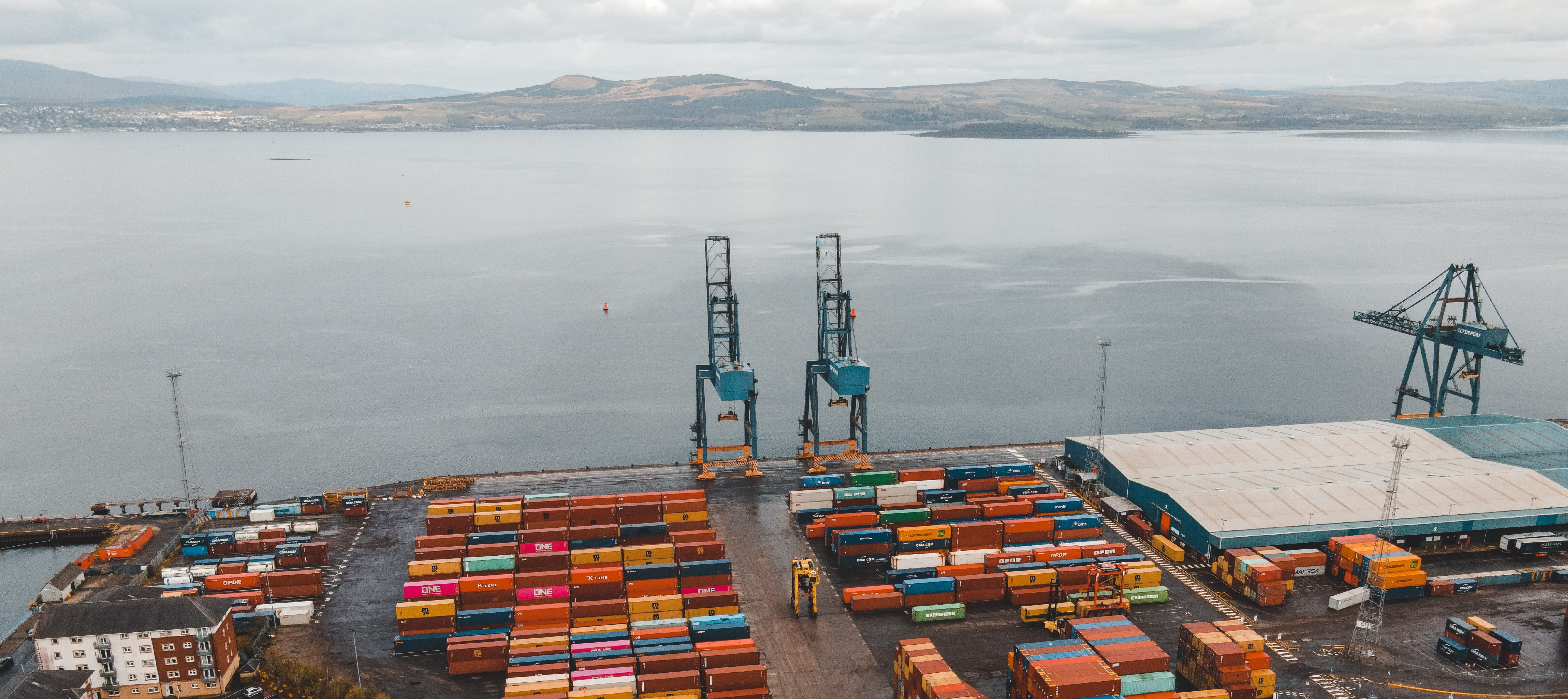 Ariel view of shipping port